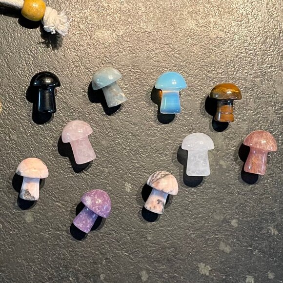 Ten Small Cute Carved Gemstone Mushrooms (NWOT) - Picture 3 of 6